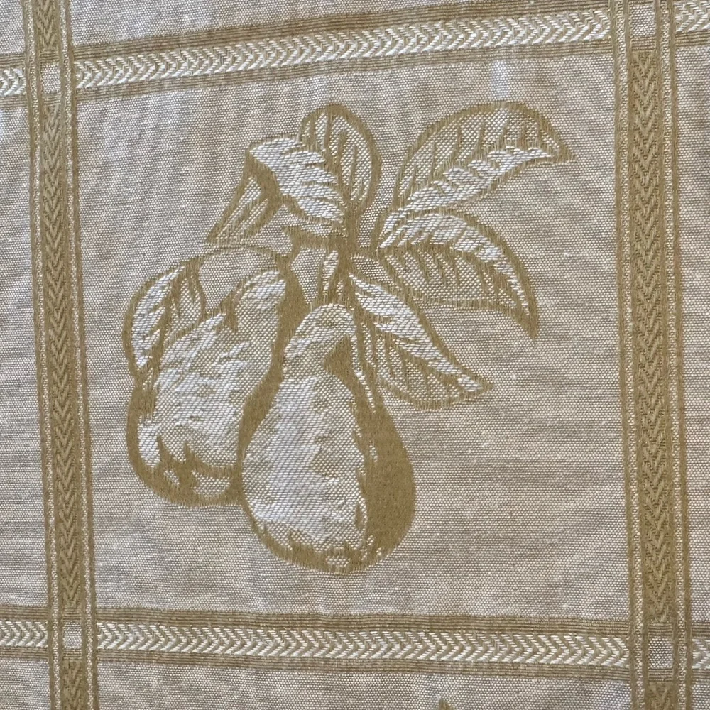 Vintage Ivory Damask Jacquard Tablecloth Fruit Harvest Cotton Blend 59 X 100